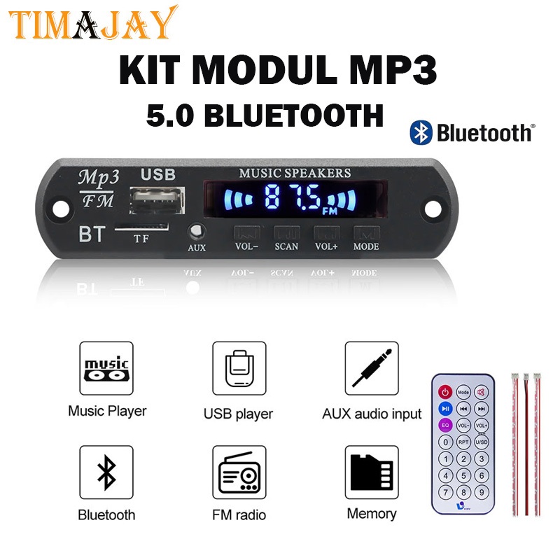 Jual Modul Bluetooth kit mp3 USB AUX FM RADIO 12v with remot Receiver ...