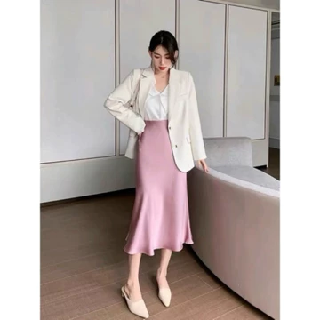 ARUNIKA Rok Satin Midi Panjang 95cm Skirt Mermaid Premium Rok Satin Impor Bawahan Wanita