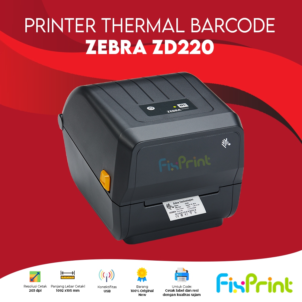 Jual Printer Thermal Label Barcode Original Zebra ZD220 USB Only New ...