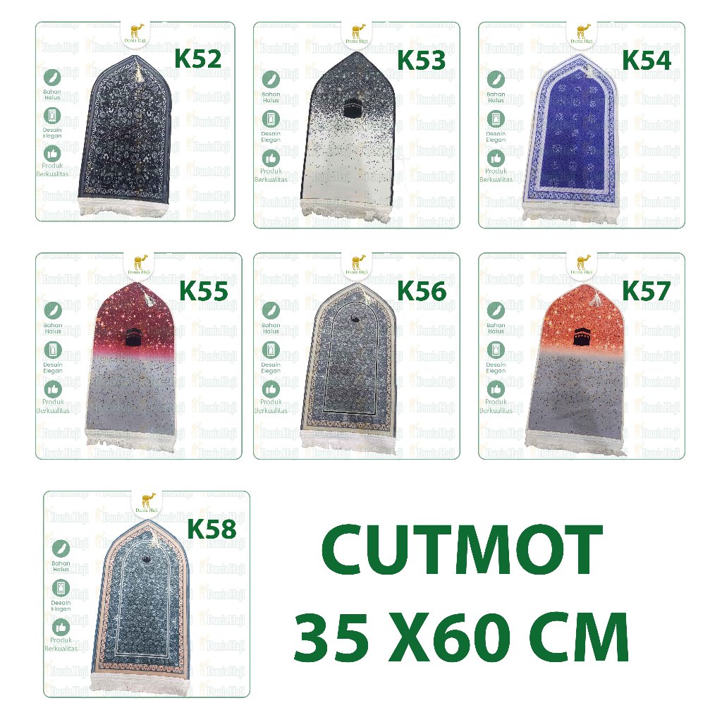 Sajadah Cutting Mini Kubah Motif 3D Muka Anti Licin Slip Tebal Turki Kepala Turkey Turkiye