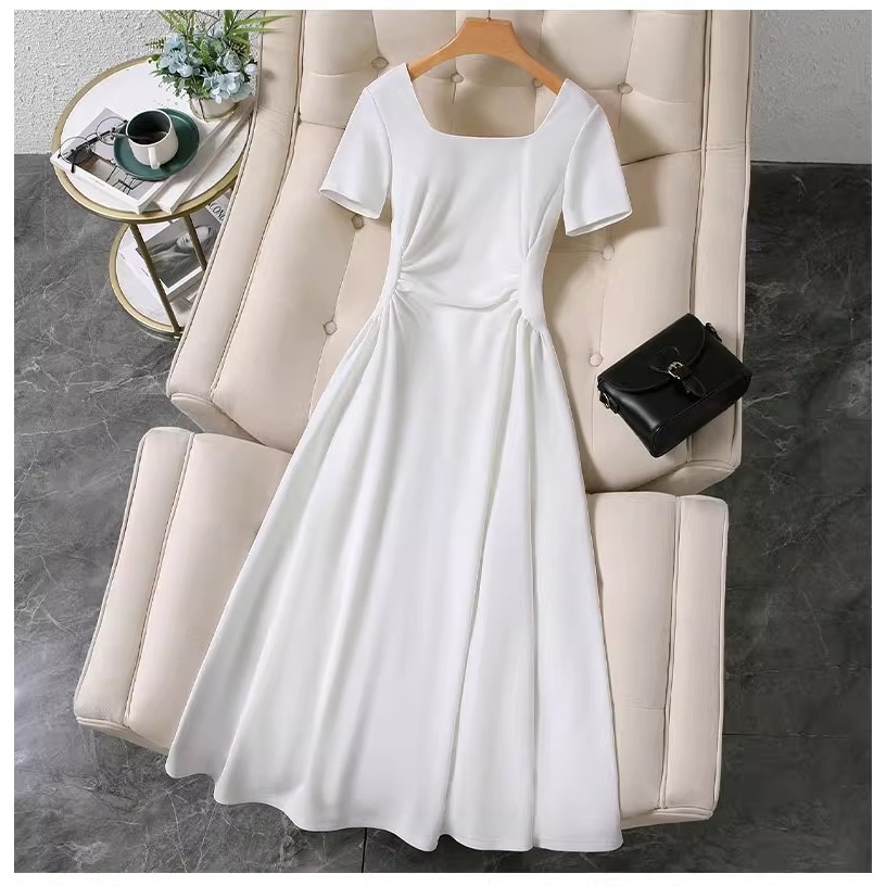 Jual Putih Dress Party Elegan Vintage Midi Lengan Pendek Wanita Kekinian  Dress Raya 2025 Cantik Pesta Simple Baju Korean Style Wanita Big Size Dress  Formal Lebaran Mewah Elegan Kondangan | Shopee Indonesia