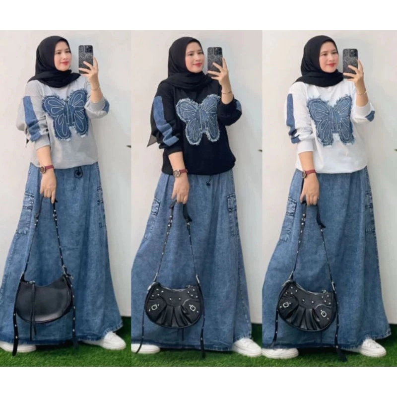 Jual Setelan Wanita Terbaru Setelan Rok Jeans Kekinian Setelan Rok ...