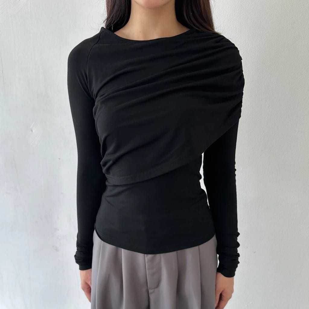 Jual PEGGY TOP - Atasan Wanita Lengan Panjang Kaos Korean Top Basic ...