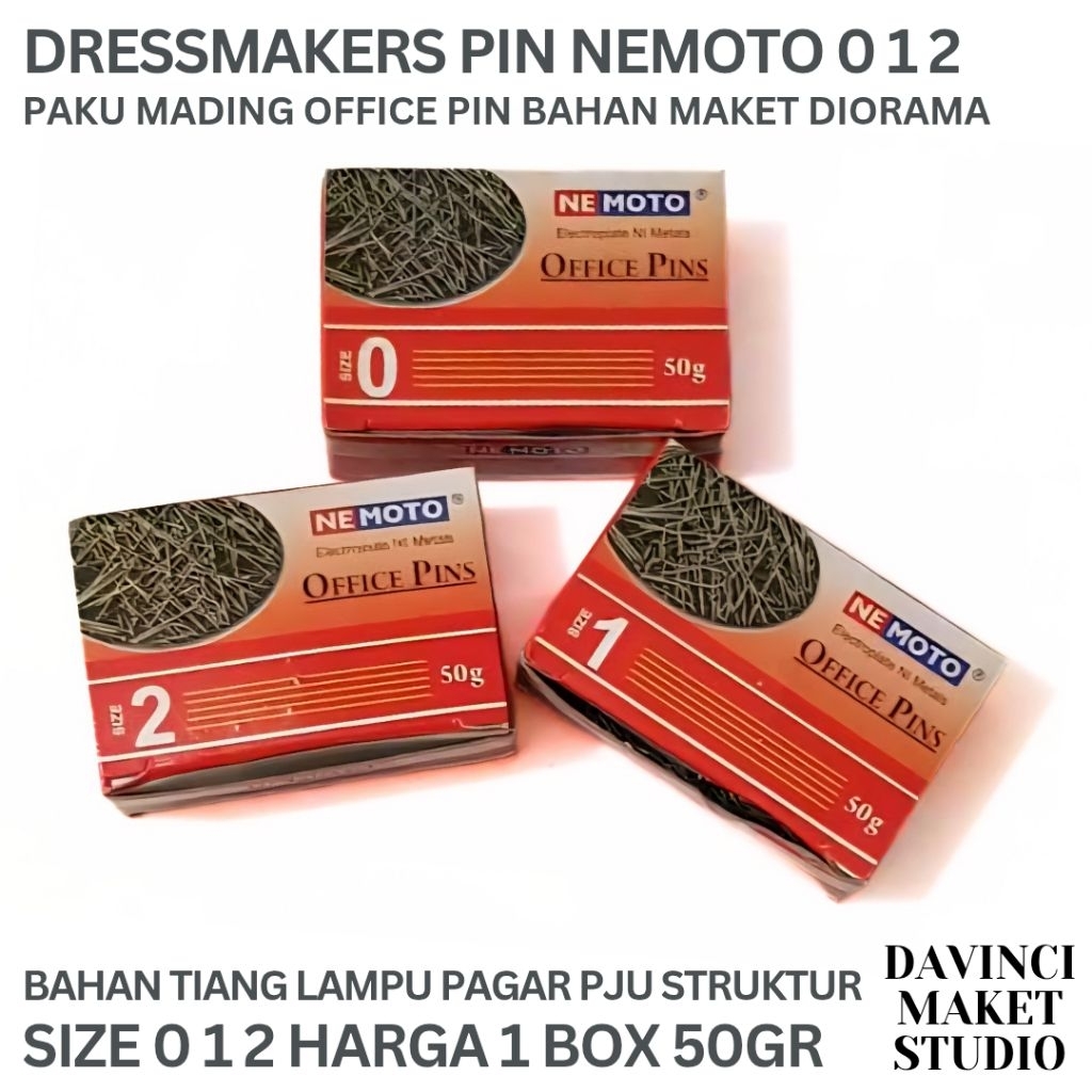 Jual (Box) Paku Pin Kecil Jarum Mading Size 0 1 2 Bahan Maket Miniatur ...