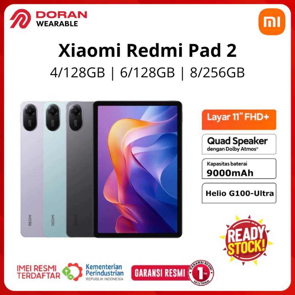 Xiaomi Redmi Pad 2 - Tablet Xiaomi Redmi Pad 2 11 inch 4/128GB 9000mAh - Garansi Resmi 15 BUlan
