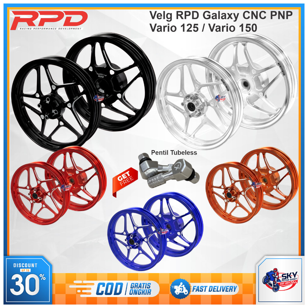 Jual Velg RPD Galaxy CNC Vario 125 / Vario 150 Free Pentil PNP Original ...