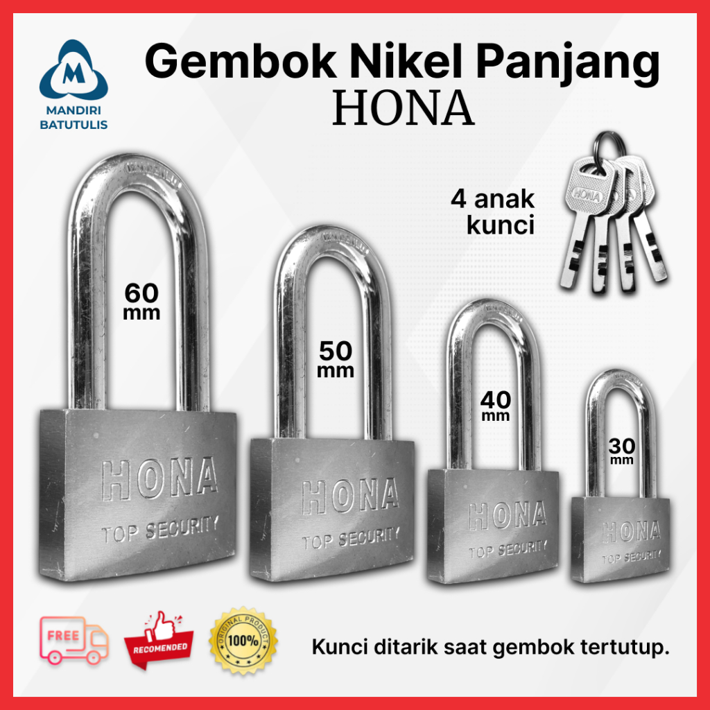 Jual Gembok pagar nekel HONA Panjang / Gembok Pagar Leher Panjang ...