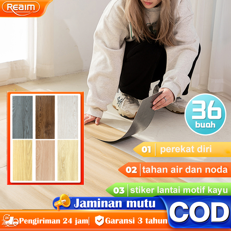 Jual 36PCS PVC Floor Sticker 91.5x15.2cm Wood Parquet Vinyl Self ...