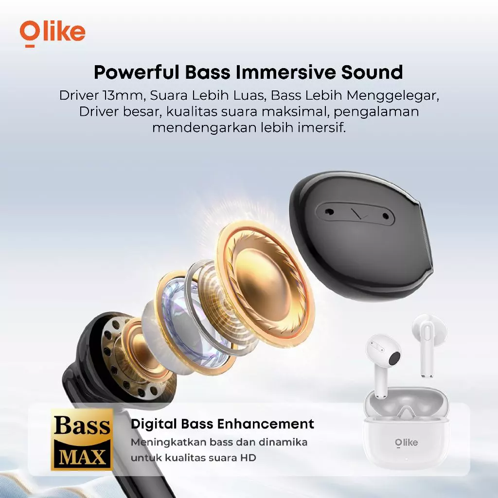 Olike True Wireless Earphone T111s Headset Bluetooth 5.4 Half in Ear with Powerfull BASS MAX Immersive Sound