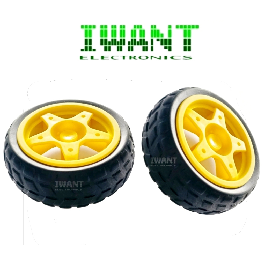Jual RODA SMART CAR WHEEL RUBBER SMART ROBOT CAR 2WD 4WD RODA KUNING ...