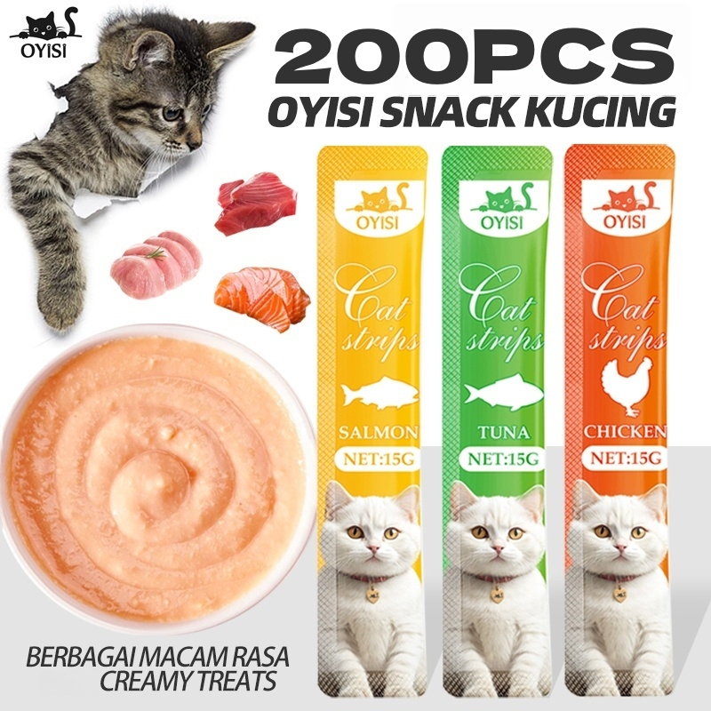 Jual 200Pcs Snack Kucing Creamy Treats Cemilan Kucing 3 Flavors Chicken ...