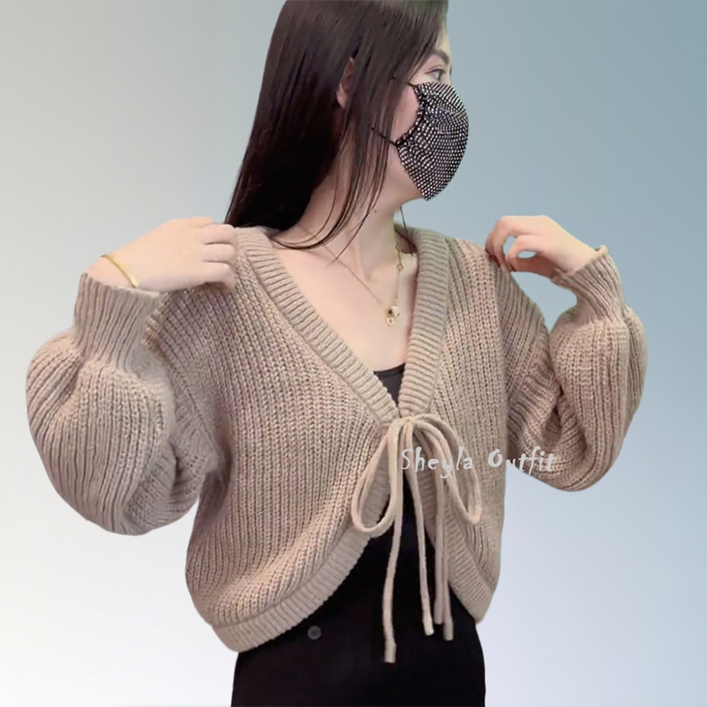 Jual Bolero Cardigan Rajut Tali Crop Top Wanita Oversize Outer Sweater ...