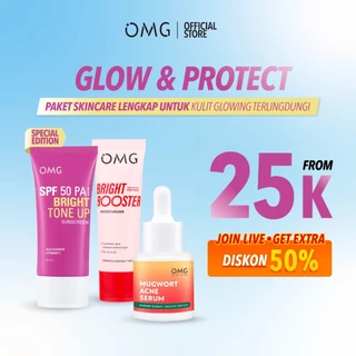 OMG Oh My Glow Bright Booster - Paket Tone Up Sunscreen Glow & Protect - Mencerahkan, Melembabkan, Melindungi Kulit, Menjaga Skin Barrier