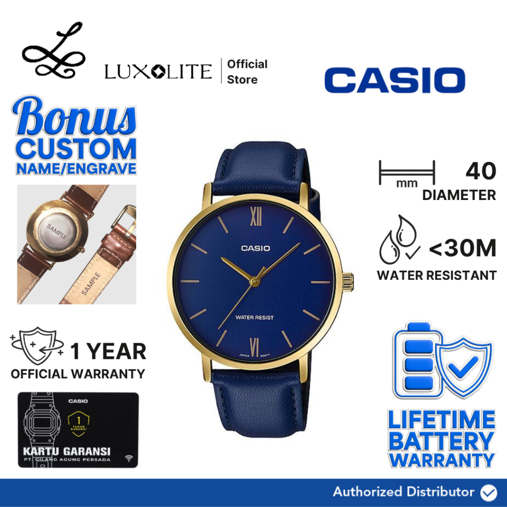 Orologio elegante da uomo Casio MTP-VT01GL-3B minimalista analogico in pelle