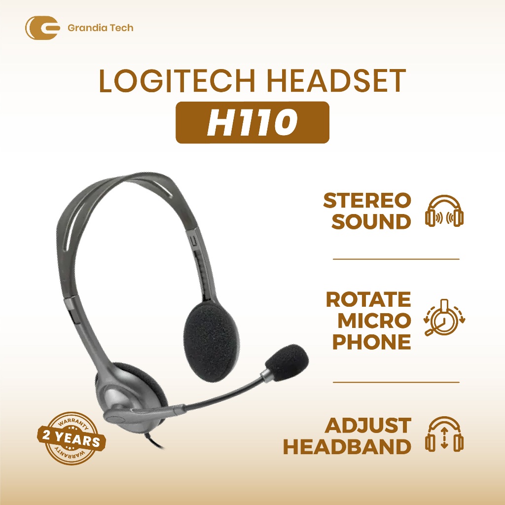 Jual Headset Logitech H110 Dual 3.5mm – Cocok untuk Laptop & PC Desktop ...