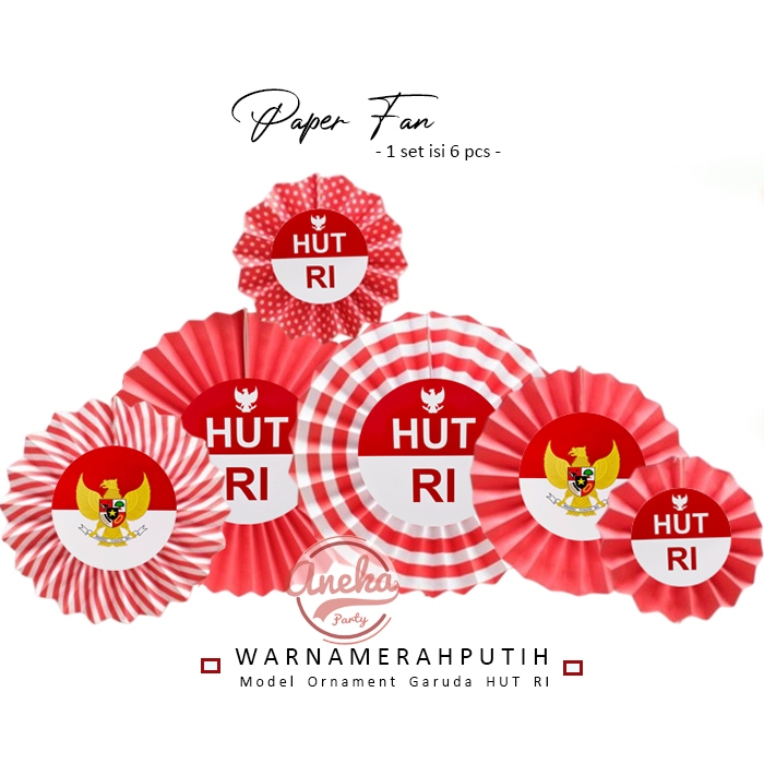 Paperfan HUT RI Merah Putih / Paper Fan bunga kipas Dekorasi Hiasan 17 Agustus HUT RI Kemerdekaan