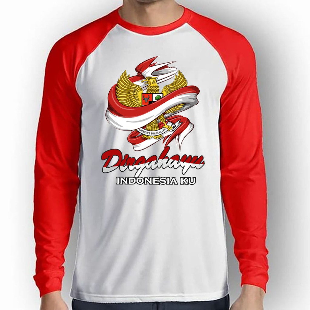 KAOS RAGLAN WANITA LENGAN PANJANG, KAOS DIRGAHAYU INDONESIA, KAOS 17 AGUSTUS 1945