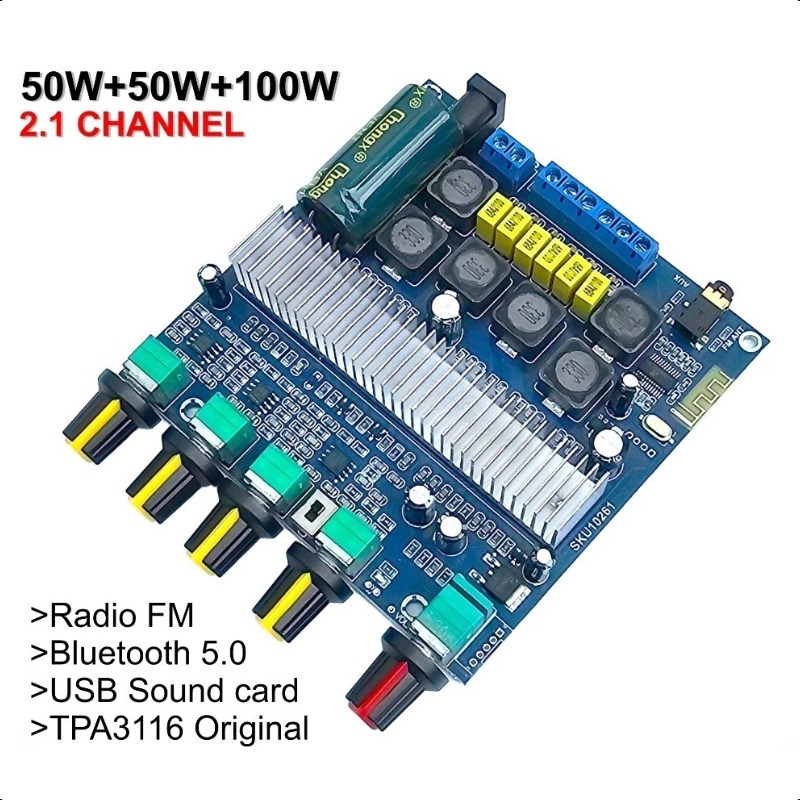 Jual TPA3116 Bluetooth Amplifier Class D 2.1CH 2x 50W + 100W with ...