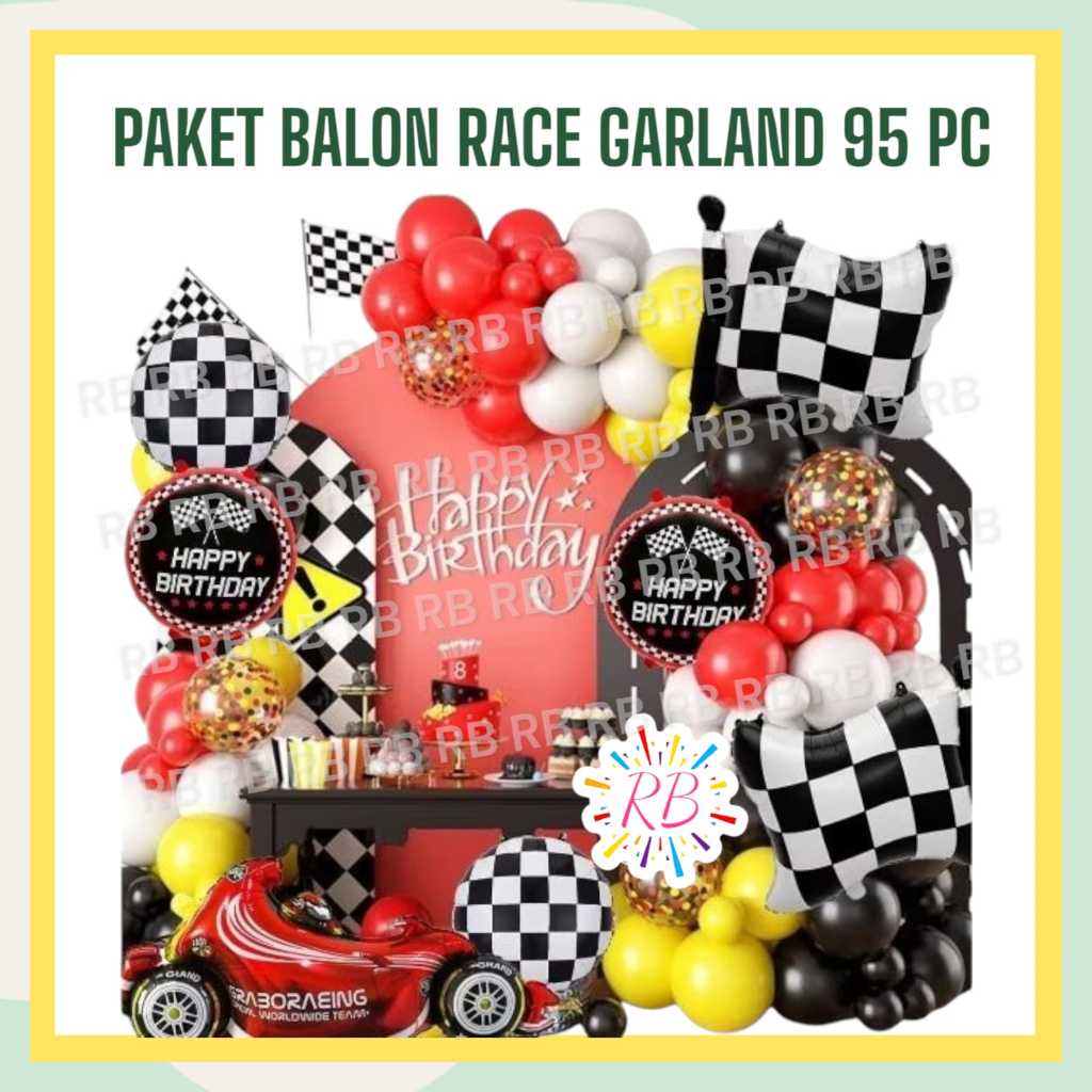 Jual Paket Balon RACE CAR HOTWHEELS GARLAND 95 PC / Dekorasi Ulang ...