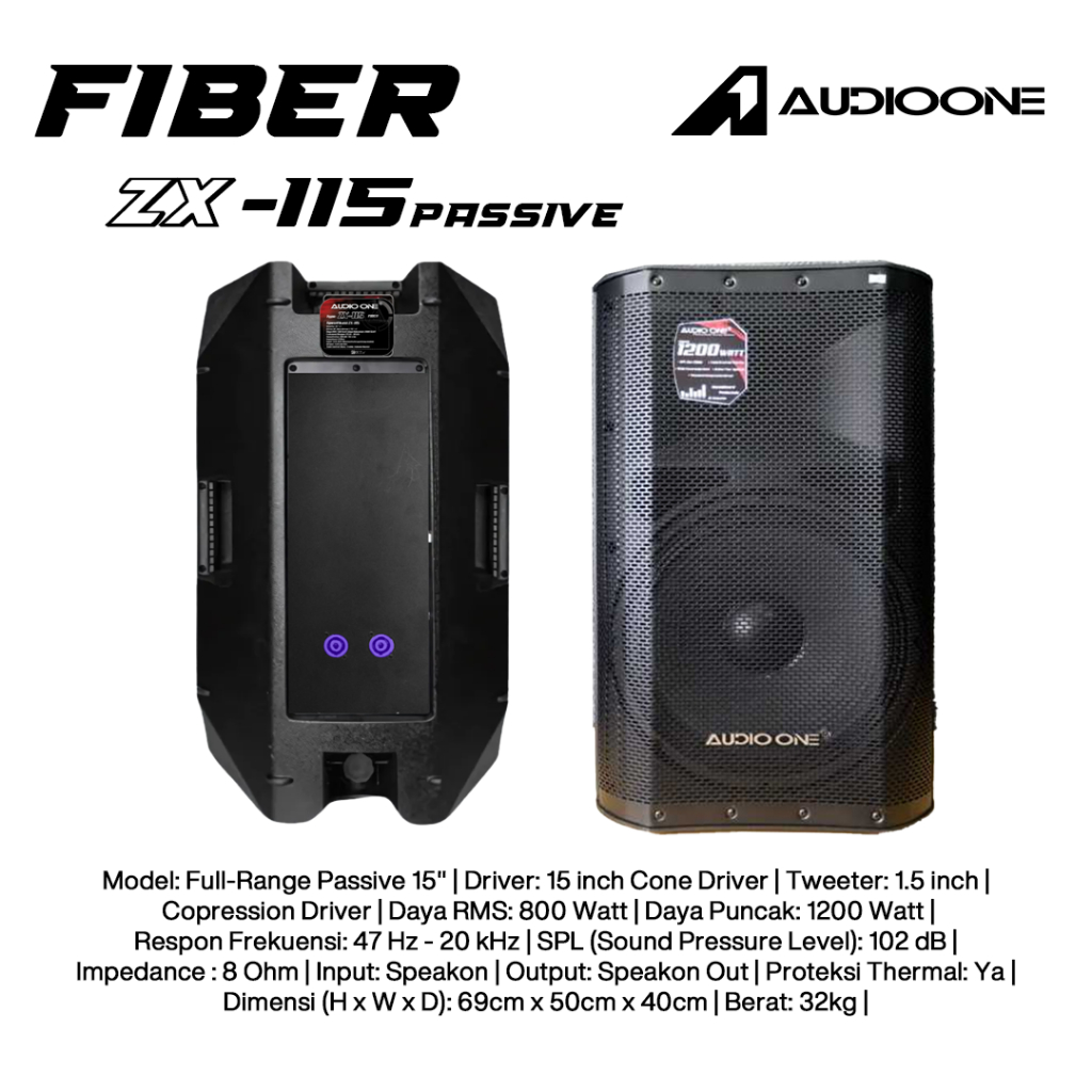Jual Speaker Aktif Pasif 15 Inch AUDIO ONE ZX 115 Bluetooth
