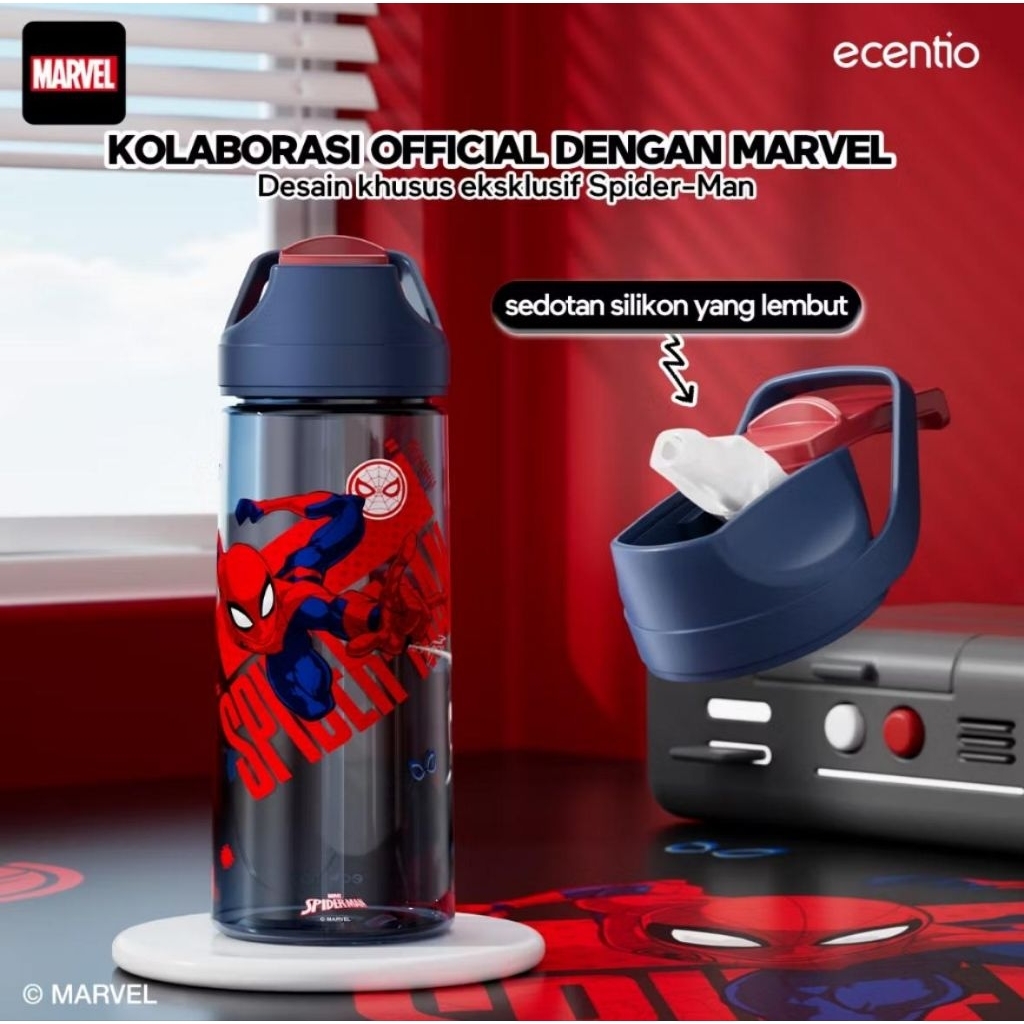 Jual Botol Minum ecentio x Marvel Spiderman edition BPA free | Shopee ...