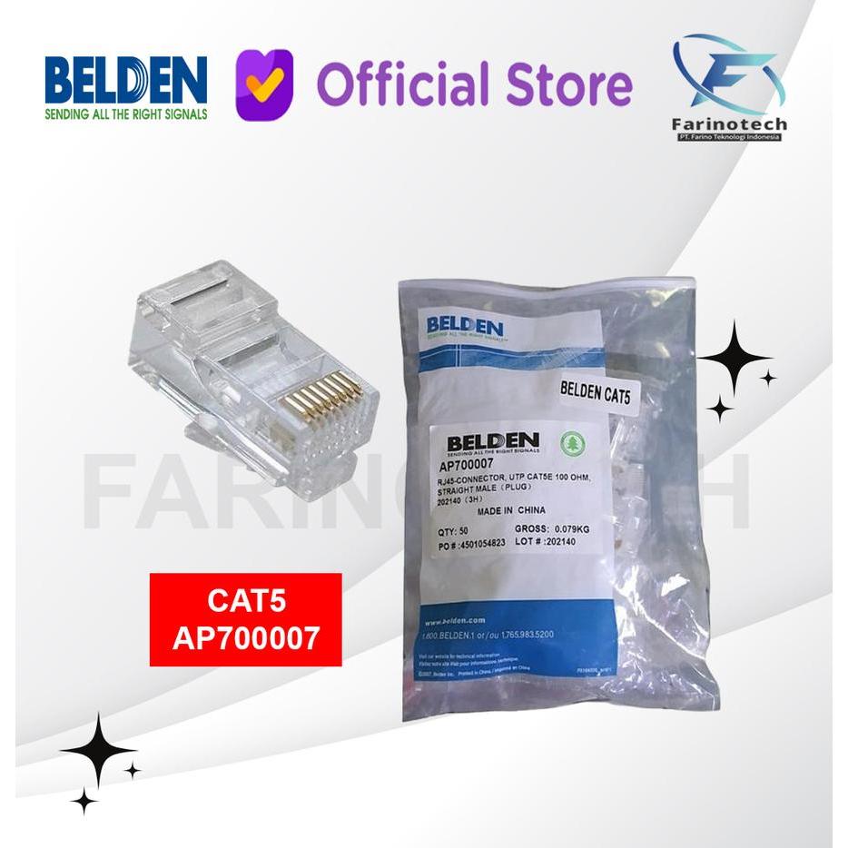 Jual Connector RJ45 Cat 5 Belden AP700007 Konektor RJ45 Cat5 isi 50pcs ...