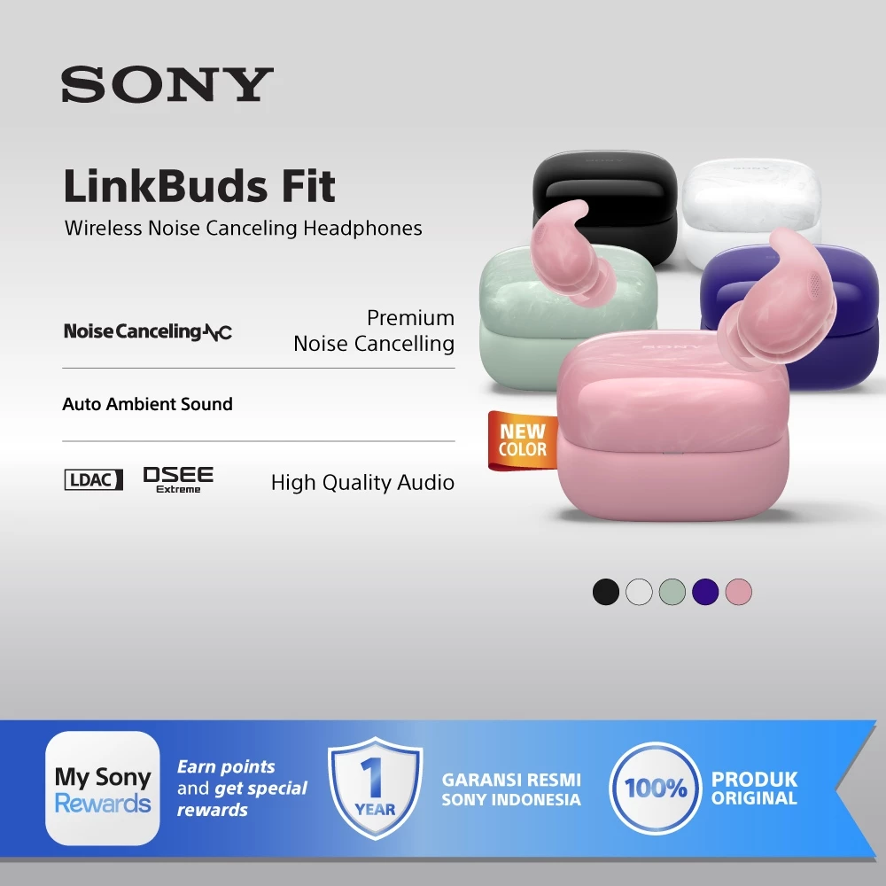 SONY LinkBuds Fit Truly Wireless Noise Cancelling Earbuds with Bluetooth 5.3, Adaptive Sound, 24 Hours Battery, IPX4