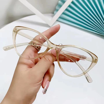 Kacamata Korea Wanita Kacamata Anti Radiasi Pria Wanita Fashion Cat Eye Retro Flat Eyeglasses