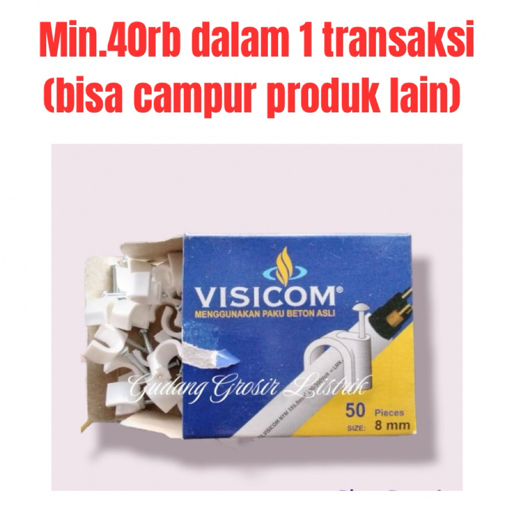 Jual KLEM KABEL PAKU BETON ASLI 8 MM VISICOM 50 PCS ROUND CABLE CLIP ...