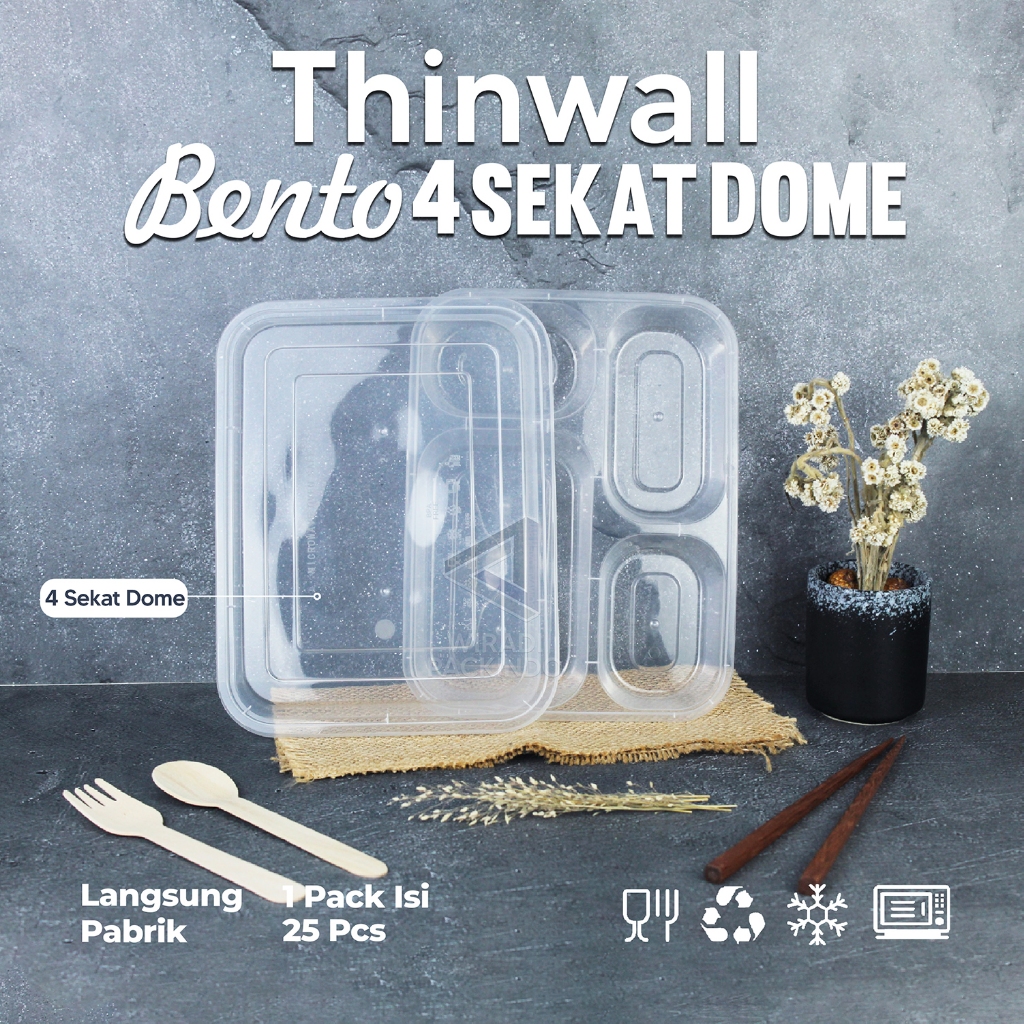 Jual Kotak Makan Plastik 4 Sekat Dome / Thinwall Bento Sekat OTH-1 ...