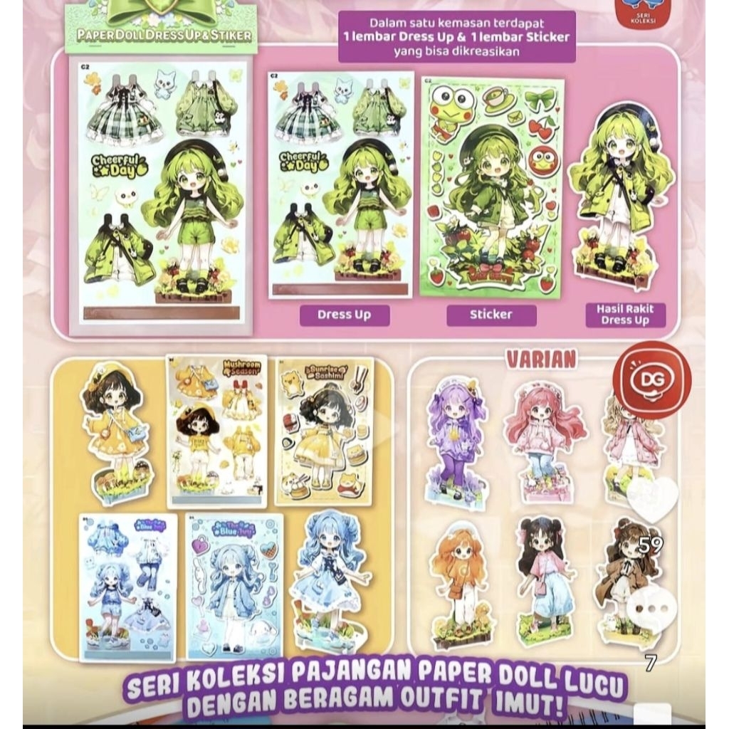 Jual [10pcs] Paper Doll Dress up Sticker DG | Shopee Indonesia