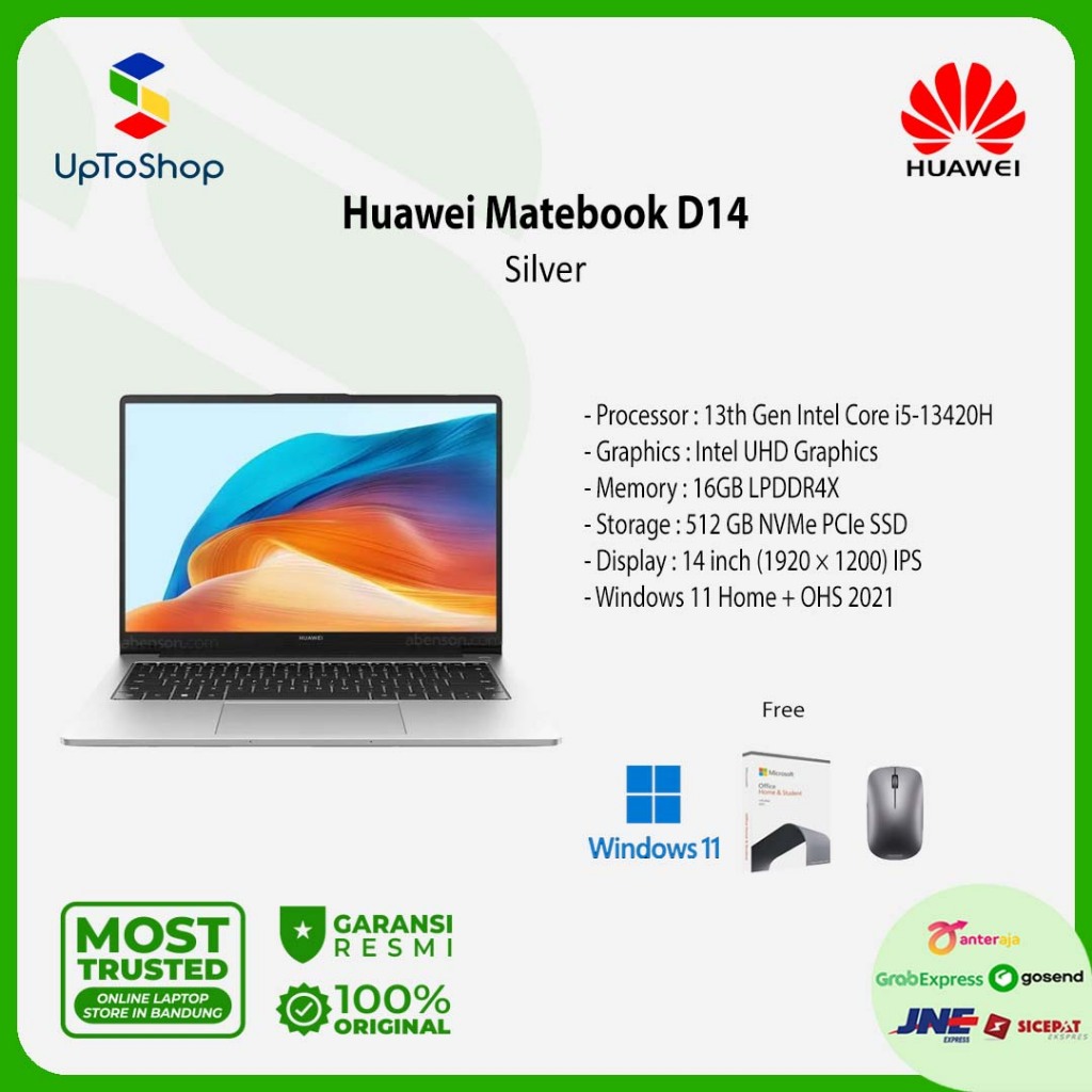 Jual Huawei MateBook D14 Intel Core i5-13420H 16GB 512GB 14