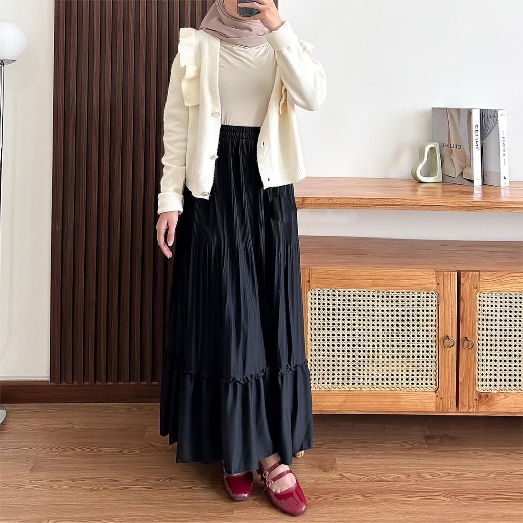Jual Rok Plisket Susun Maiza Bahan Premium Rok Skirt Rok Wanita Ruffle ...