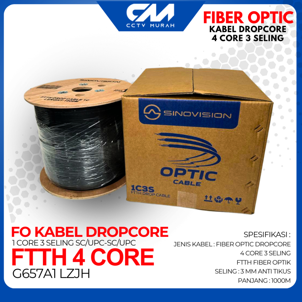 Jual Kabel Dropcore 1/2/4 Core 3 Seling Fiber Optik 1000 Meter ...