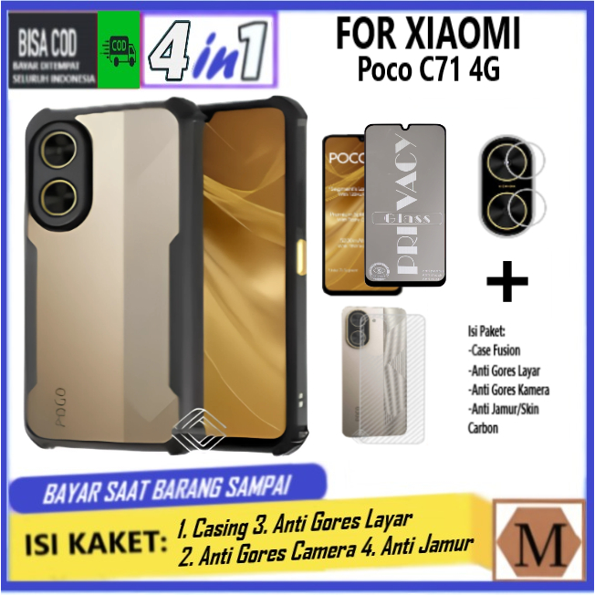 Jual Paket 4in1 Case Xiaomi Poco C71 4G Casing Transparan Soft case ...