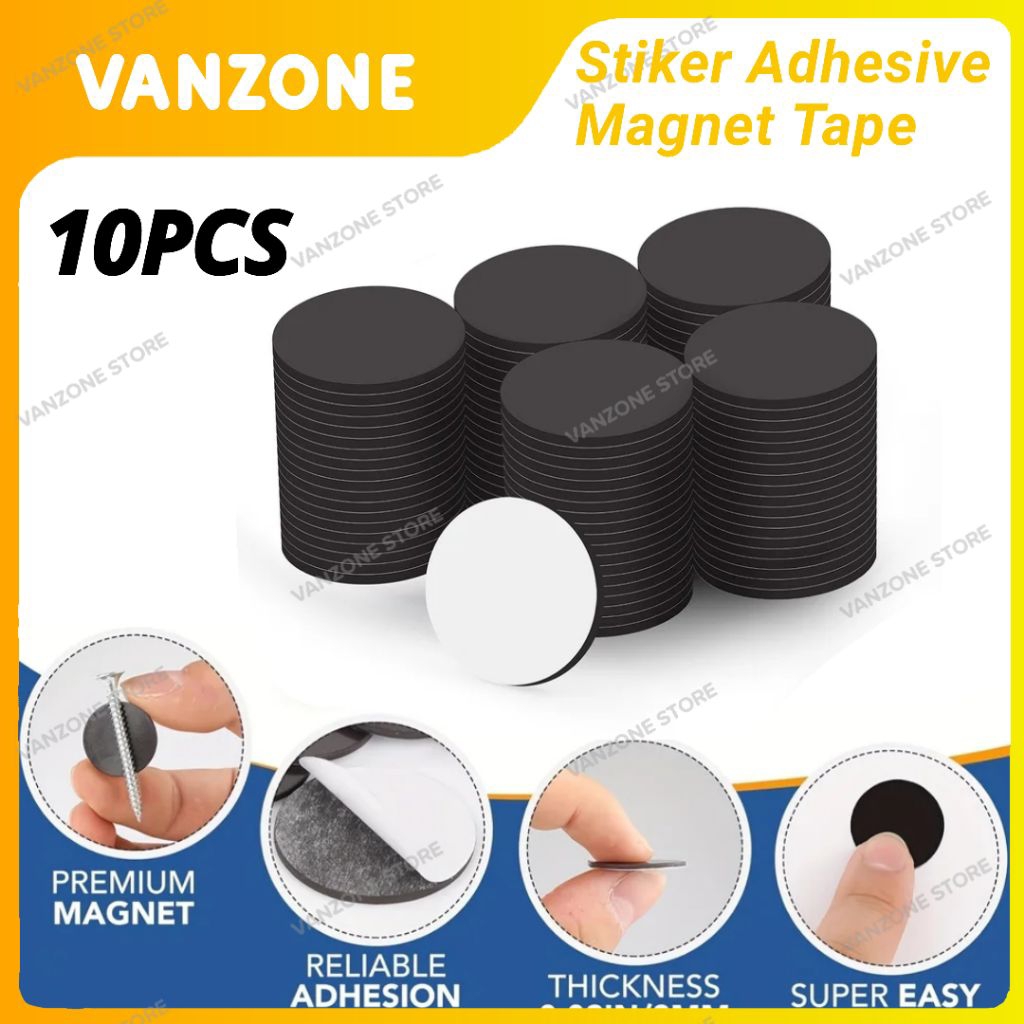 Jual 10 PCS Stiker Tempel Adhesive Magnet Tape 3M Model Bulat 30mm ...