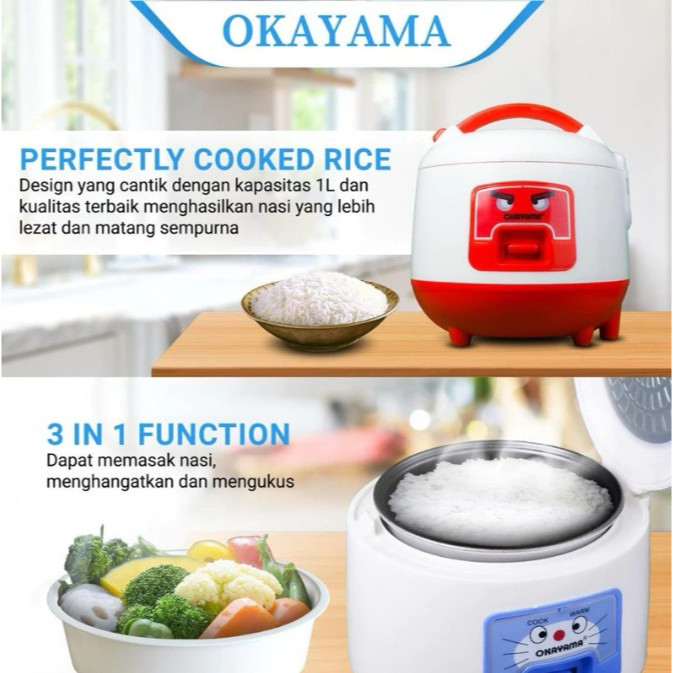 Jual Rice Cooker Okayama 1 Liter / Penanak Nasi Serbaguna Okayama 1 L ...