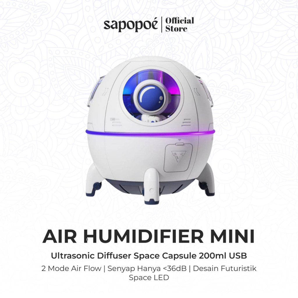 Jual Sapopoe Air Humidifier Mini Ultrasonic Diffuser Space Capsule ...