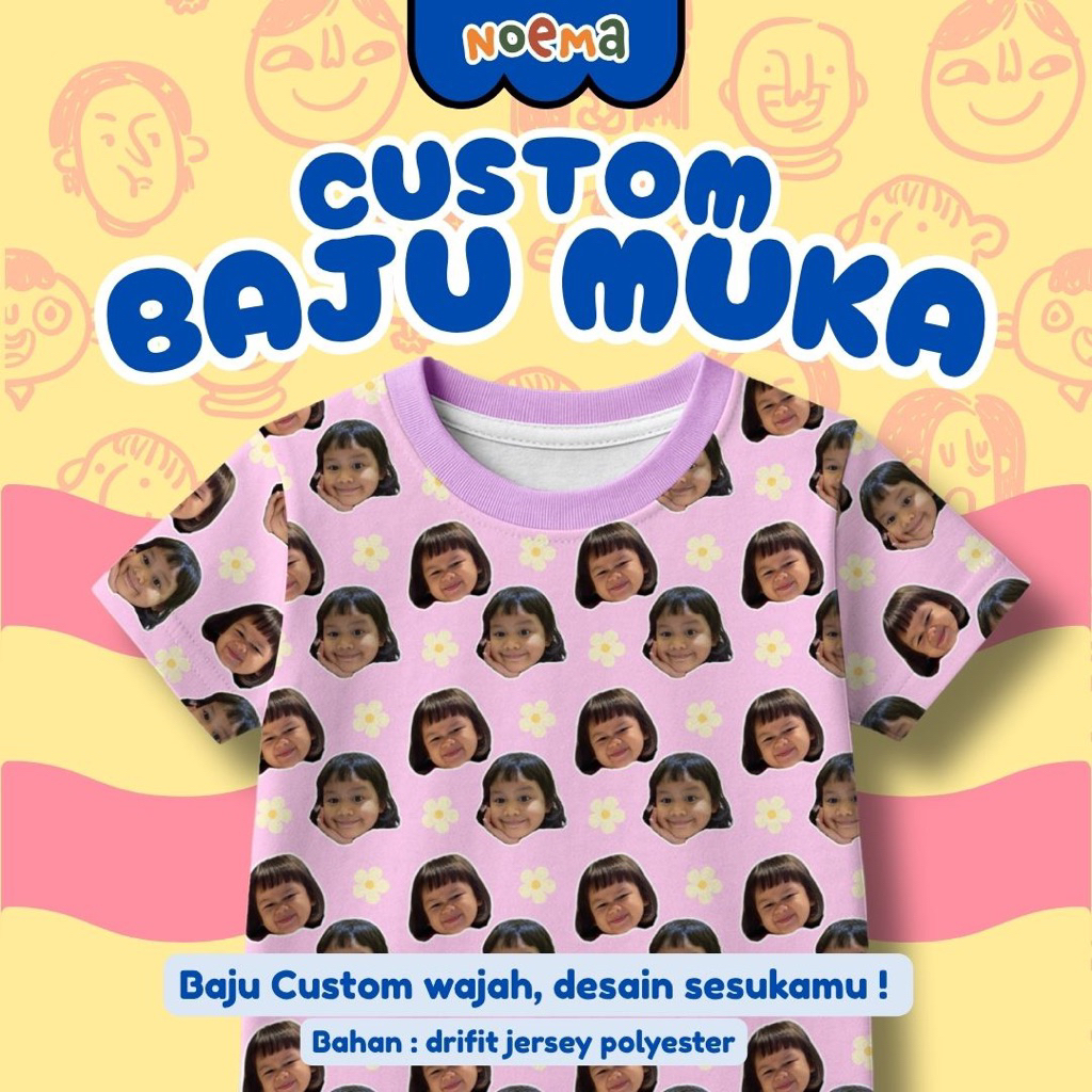 Jual NOEMA - Your Face T-shirt / Baju custom Fullprint wajah/ Baju lucu ...