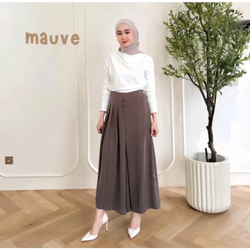 Celana Kulot Wanita Fit Highwaist Cellie Kulot Rok Pleats Casual