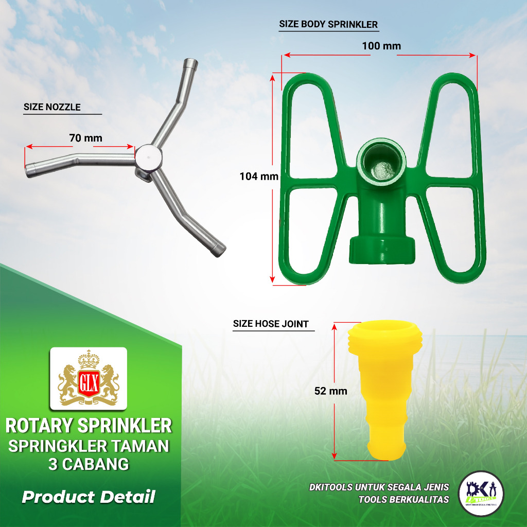 Jual GLX Springkler Taman 3 Cabang Rotary Sprinkler Air Semprotan Taman ...