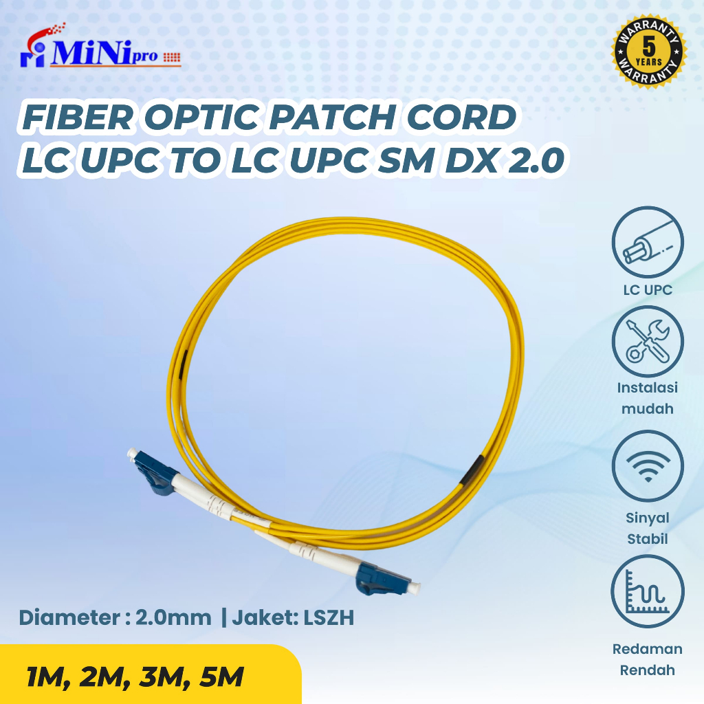 Jual Minipro LC to LC/UPC Fiber Patch Cord 2.0mm 1M 2M 3M 5M Duplex ...
