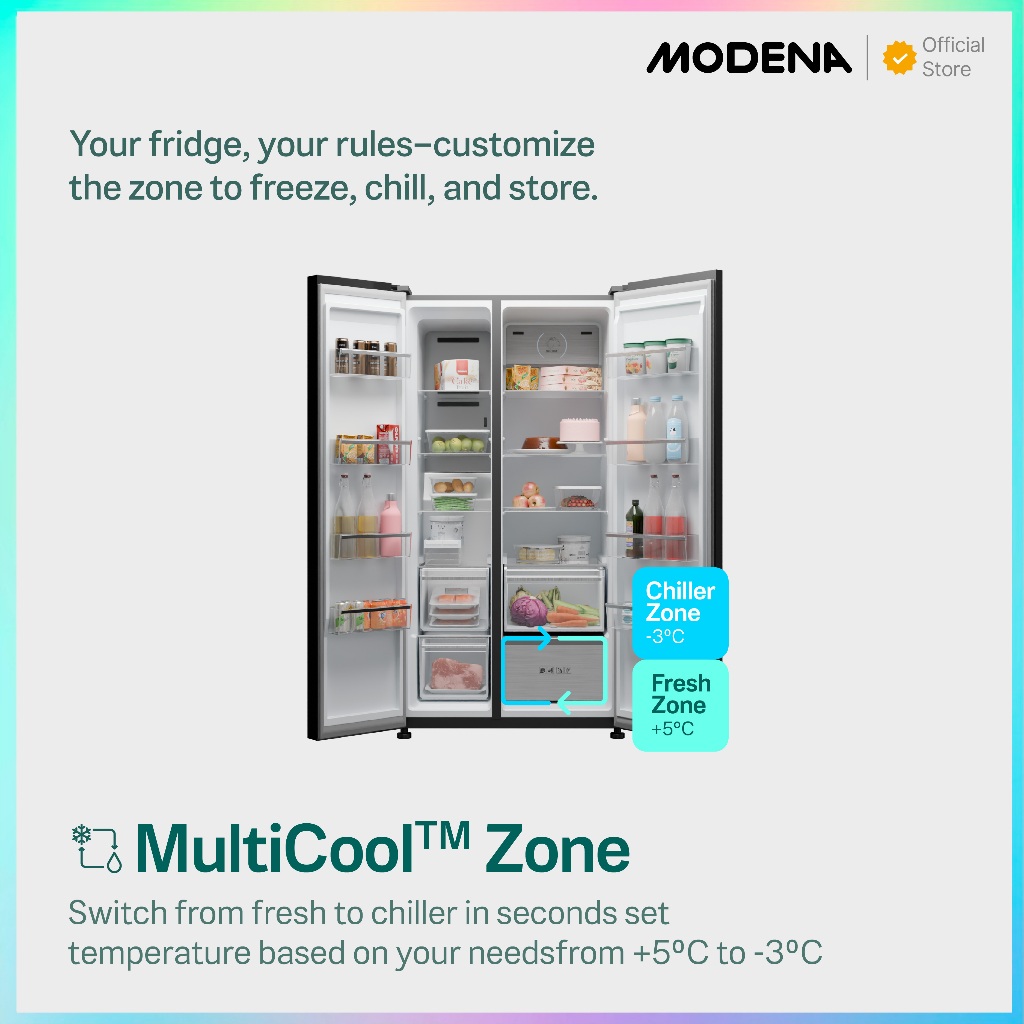 Jual MODENA Side By Side Glass Door Refrigerator 631L PowerHub ...