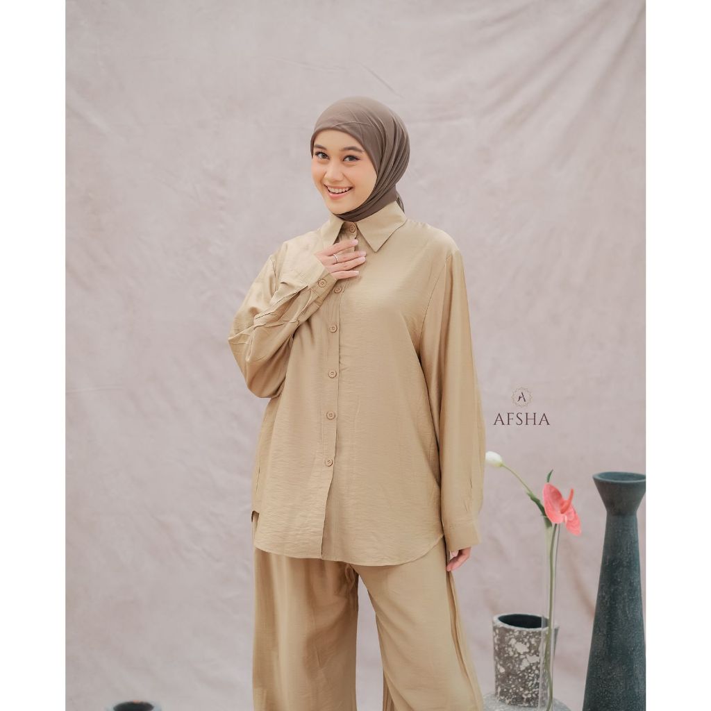 Jual Afsha - Sora Oversized Basic Linen Set | Shopee Indonesia