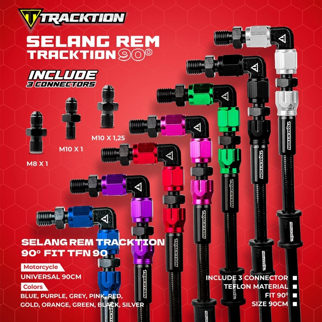 Jual Selang Rem Tracktion FIT 90° TFN90 Universal Teflon Original ...