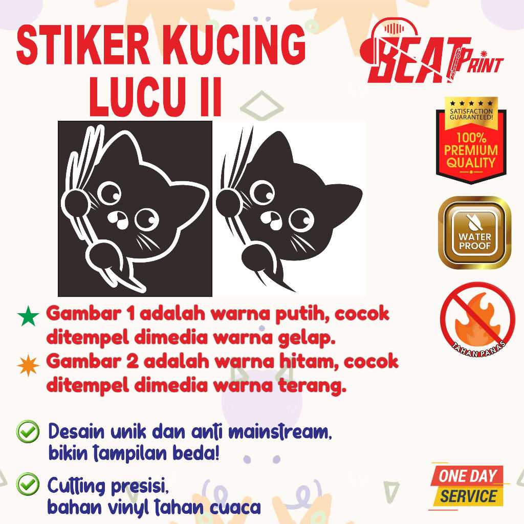 Jual Cutting Sticker Kucing lucu II – Stiker Mobil Unik Waterproof ...