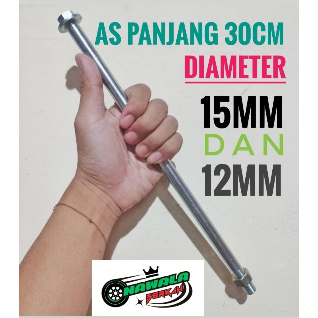 Jual AS RODA DIAMETER 12 MM, 15 MM PANJANG 30CM / AS RODA BELAKANG 30CM ...