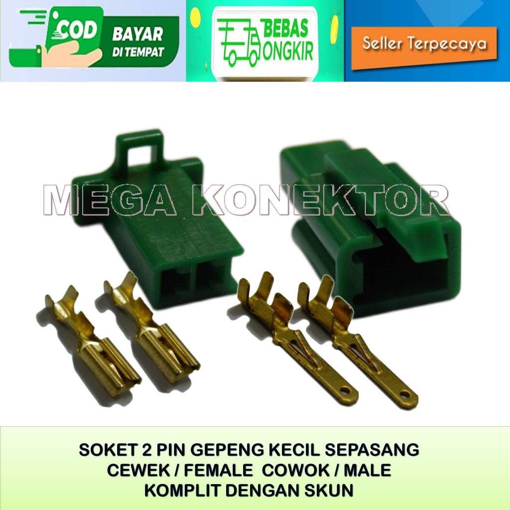 Jual SOKET MOTOR KONEKTOR KABEL 2 PIN KECIL MOTOR MOBIL MALE FEMALE ...