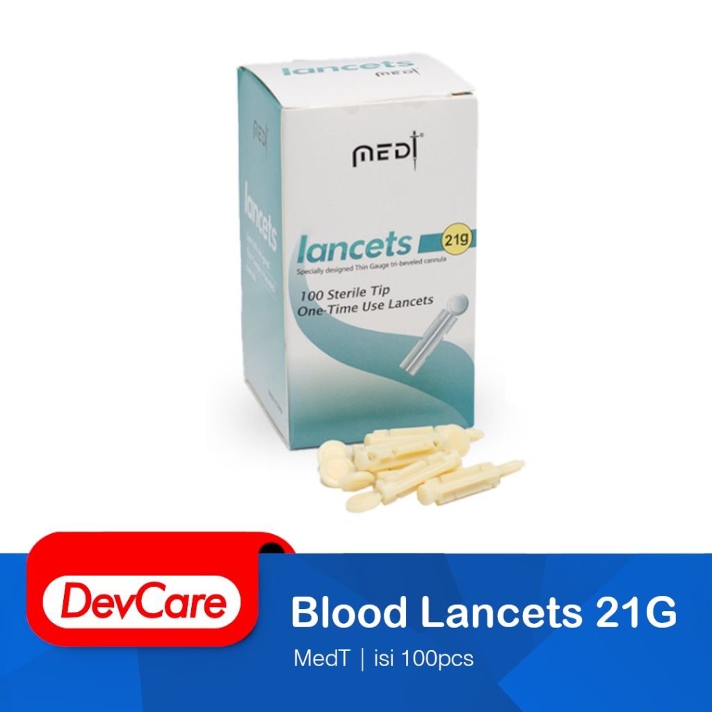 Jual MEDT Blood Lancet 21G Medilance Jarum Bekam Steril Box isi 100 Pcs ...
