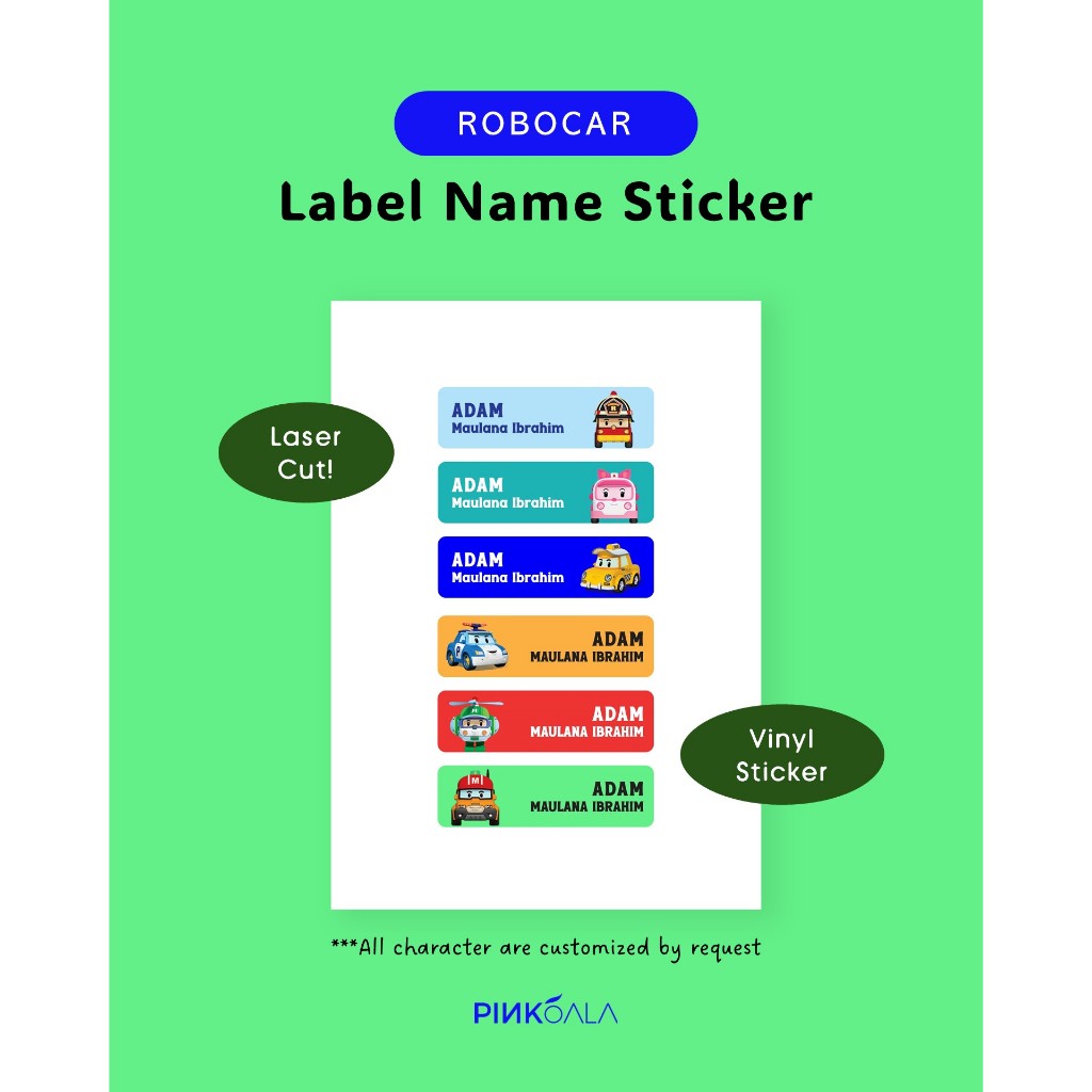 Jual Label Nama Sticker Vinyl ROBOCAR - Lasercut | Shopee Indonesia